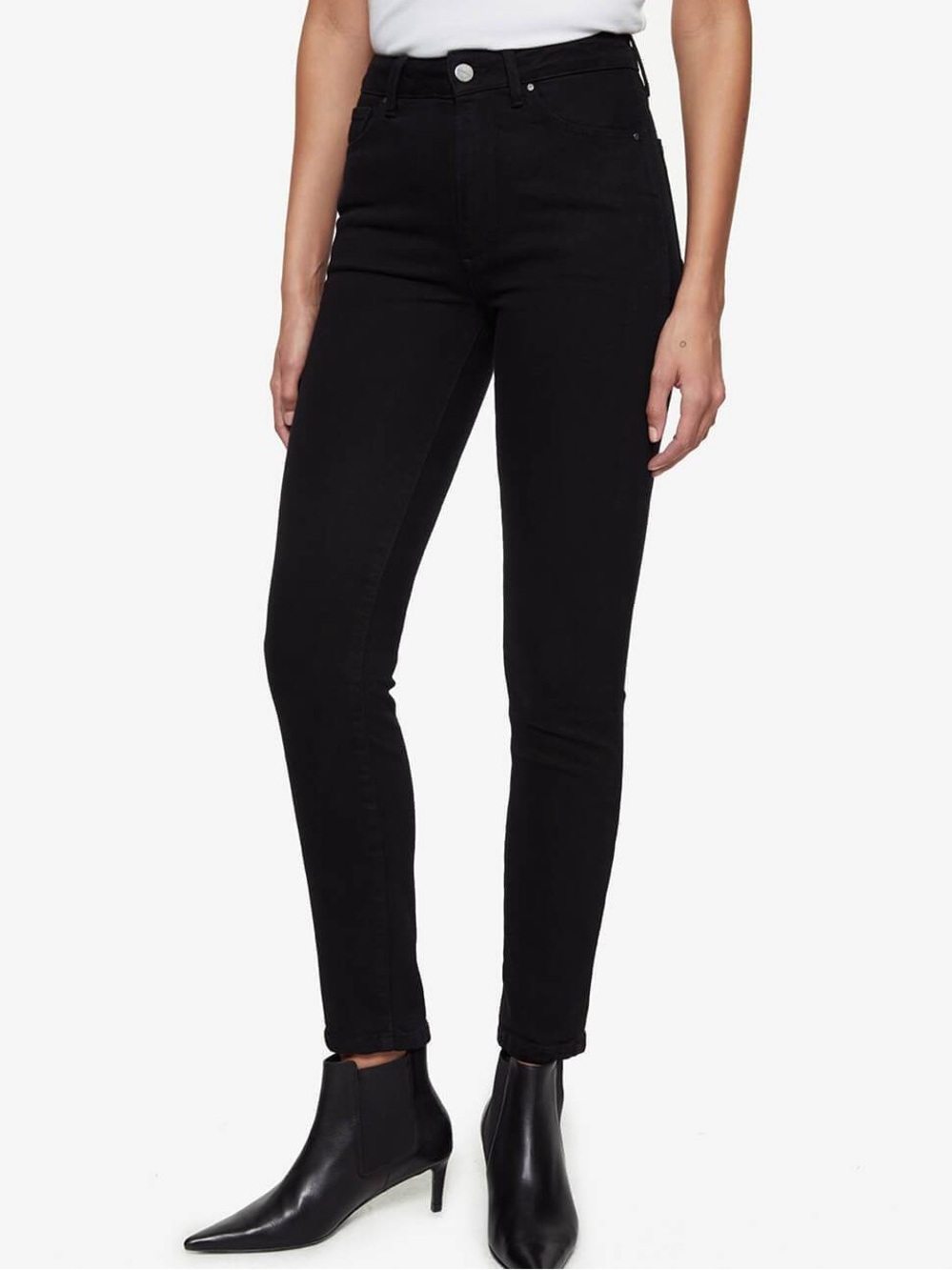 Anine Bing Black Jagger Skinny Leg Jeans w/ distressed Hem - Size 25